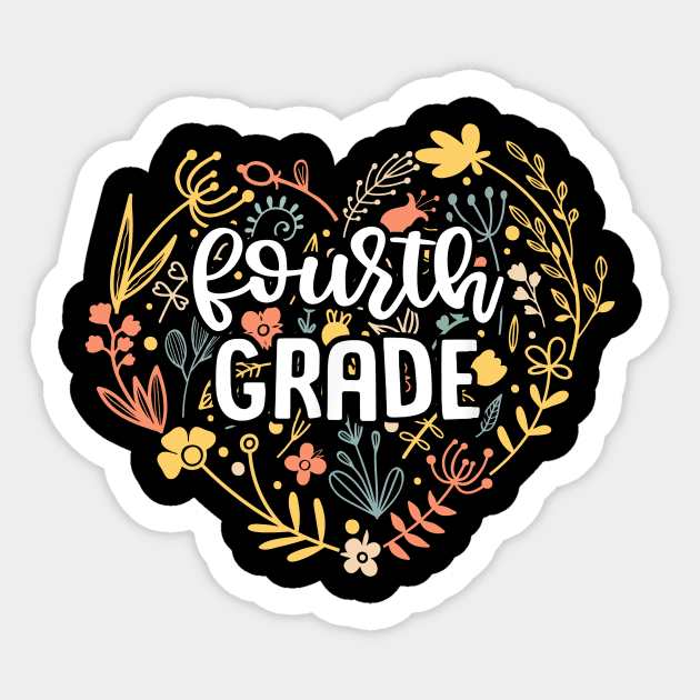 Fourth Grade Floral Heart Back To School Sticker by Marcelo Nimtz